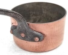 Vintage 5.7inch French Copper Saucepan Hammered Walls Tin Lining 2.5mm 2.9lbs picture
