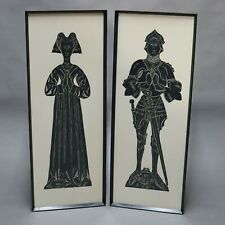 PAIR OF LARGE FRAMED ANTIQUE ENGLISH RUBBINGS BRASS DATED 1462 TRINITY CHAPEL picture