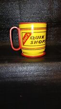 Vintage Yellow Red Plastic Abels Quick Shop Coffee Mug With Mug Holder NEW picture