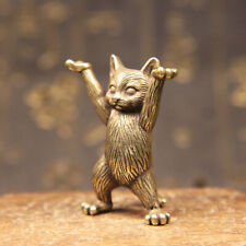 1 PC Small Brass Cat Statue Creative Brass Cat Figurines House Office Ornament picture