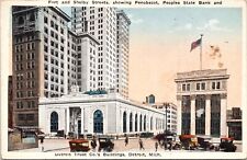 C.1920s Detroit MI Fort & Shelby Street View Motor Cars Michigan Postcard A46 picture