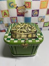 Vintage Handmade Mushroom Wooden Basket Green MCM Tote Storage Box Cottagecore picture