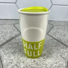 Starbucks Half Full Tumbler Travel Mug White Lime Green 10 oz 2016 picture