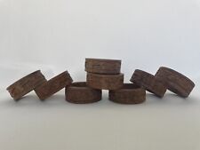 Beautiful Vintage Hand Carved Wooden Napkin Rings Holders Flowers Set Of 8 picture