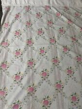Vintage Pink Rose Floral Flat Bed Sheet Smithsonian 81 X 104 Cutter Or Use picture