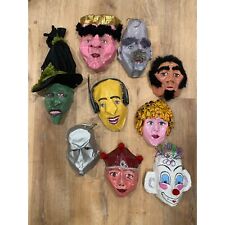 Handmade Folk Art Paper Mache Masks Lot Cosplay Retro Decor picture