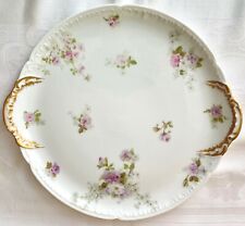 SUPERB GDA CHARLES FIELD HAVILAND LIMOGES LAVENDER GILDED CAKE PLATE, XCLNT COND picture