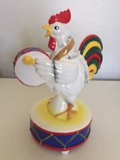Vintage 1979 BERMAN & ANDERSON Japan Cockerel Chicken Rooster Drum Music Box picture