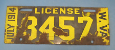 July 1914 West Virginia License Plate picture