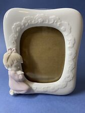 Vintage Picture Frame Little Girl Kneeling Praying First Communion Gift Ceramic picture
