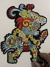 Aztec Jaguar Warrior Large Back Patch: Embroidered, Iron On, 8 1/2” X 7”, New picture