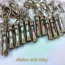 Set of 50 Pcs Brass Antique Sand Timers Keychain Collectible Gift picture