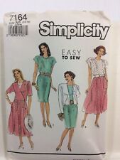 1991 Simplicity 7164 Vintage Sewing Pattern Uncut Women Dress Lot Size N5 10 18 picture