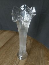 Vintage Clear Swung Glass Vase Apx 12