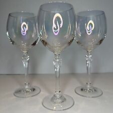 (3) Stunning Colony Bijoux Iridescent Bowl With Clear Stem Wine Goblet, 7 5/8” picture