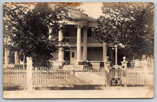 Beautiful Home with White Picket Fence Real Photo Postcard RPPC picture