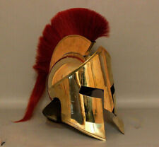 Medieval Vintage 300 King Leonidas Spartan Helmet Gold Finish With Red Plume picture