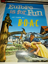 Original Vintage Poster BOAC Europe is For Fun  20x30
