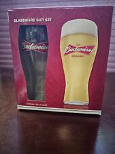 Budweiser Glassware Gift Set  Beer 2 - 16 Oz. Glasses New In Box picture