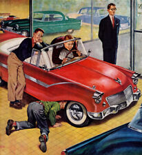 Teens annoy car salesman at dealership Saturday Evening Post Art Fridge Magnet picture