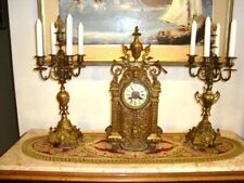 Antique Japy Freres French Louis XVI Bronze Clock Set picture