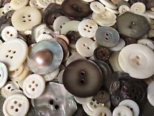 100 pc MIXED LOT of BEAUTIFUL REAL SHELL BUTTONS All Sizes & Colors picture