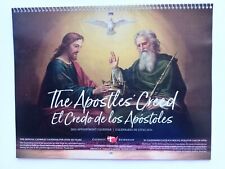 OFFICIAL 2024 English/Spanish CATHOLIC Church WALL CALENDAR Apostles Creed Art picture