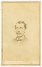 Antique CDV Circa 1860'S Rugged Looking Man with Moustache Lazier Syracuse, NY picture