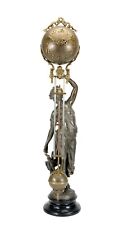 Ansonia Style 8 Day Antique Brass Finish Huntress Lady Mystery Swinging Clock picture