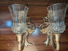 Vintage pair of Homco gold plastic Sconce Set W/glass globes picture