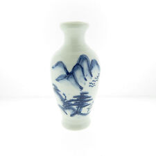 Vintage Chinese Hand Painted Miniature Vase Blue White 2x4