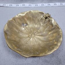 Vintage Japanese Brass Art Nouveau Water Lilypad Frog Bowl, Tray, HTF picture