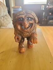 Vintage rare Henning Norwegian Hand Carved Wooden Troll  6  1/2 Tall X 4 Wide picture