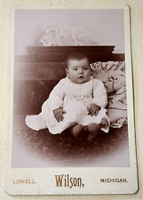 Antique Cabinet Card Photo “Sitting Baby” -Wilson- Lowell, Michigan picture