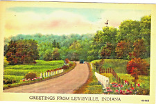 Lewisville IN Scenic 1948 Country Road Auto Touring Greetings from Lewisville picture