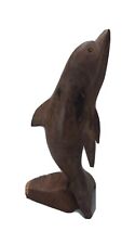 Vtg Carved Solid Wood Dolphin Statue Figurine Handmade 9