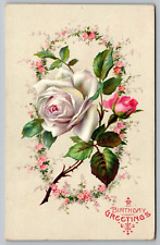 Postcard Birthday Greetings Embossed Floral Design VTG c1912  H19 picture