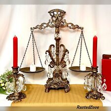 Vintage Baroque Scale and Candle Holders Antique Finished Decorative Set - 3 Pc picture