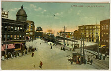 Lynn Massachusetts Railroad Station Depot c1910 Street Scene Vintage Postcard picture