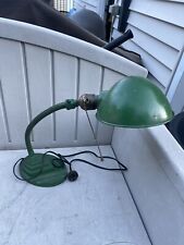 Antique Flexible Gooseneck Industrial Desk Lamp Art Deco Cast Iron Base Green picture