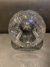 VINTAGE Cut Lead Crystal Sphere Orb Round Bowl Cigarette Cigar Ashtray Glass picture