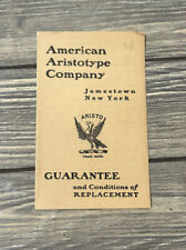 Vintage American Aristotype Company Gurantee and Conditions of Replacement picture