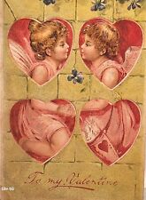 1910 Valentines Day Greetings Postcard, Printed In Germany, Embossed Card. #2464 picture