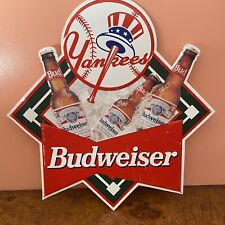 1993 Budweiser Beer NEW YORK YANKEES  Tin Bar Sign 21” X 20.5 picture