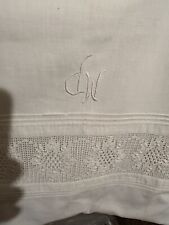 Huge Victorian French Pillowcase Rare Monogram Antique European Linen picture