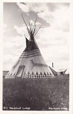 Vintage RPPC Postcard - Blackfeet Indian Lodge Montana picture