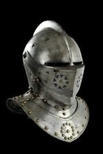MEDIEVAL HISTORICAL BATTLE HELMET WITH NECK COVERED PROTECTION. picture
