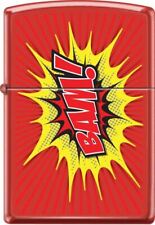 Zippo BAM With Yellow Burst Comic Book Punch Red Matte Custom Lighter L@@K NEW picture