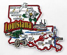 LOUISIANA STATE MAP AND LANDMARKS COLLAGE FRIDGE COLLECTIBLE SOUVENIR MAGNET picture