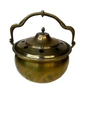 Vintage 1940’s Brass And Metal Incense pot Profumo Burner Ornate Handle 6” X 5” picture